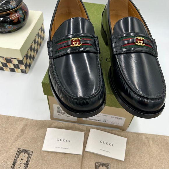 Men’s Gucci KAVEH interlocking G leather loafers size 12.5 made in Italy NWT - Picture 4 of 12